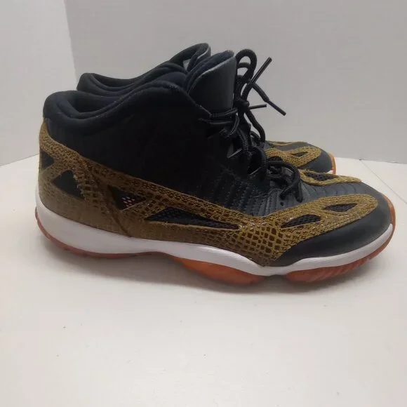 Air Jordan Jumpman Team J Low Size 11 Black Gold Snakeskin Retro Basketball Shoe
